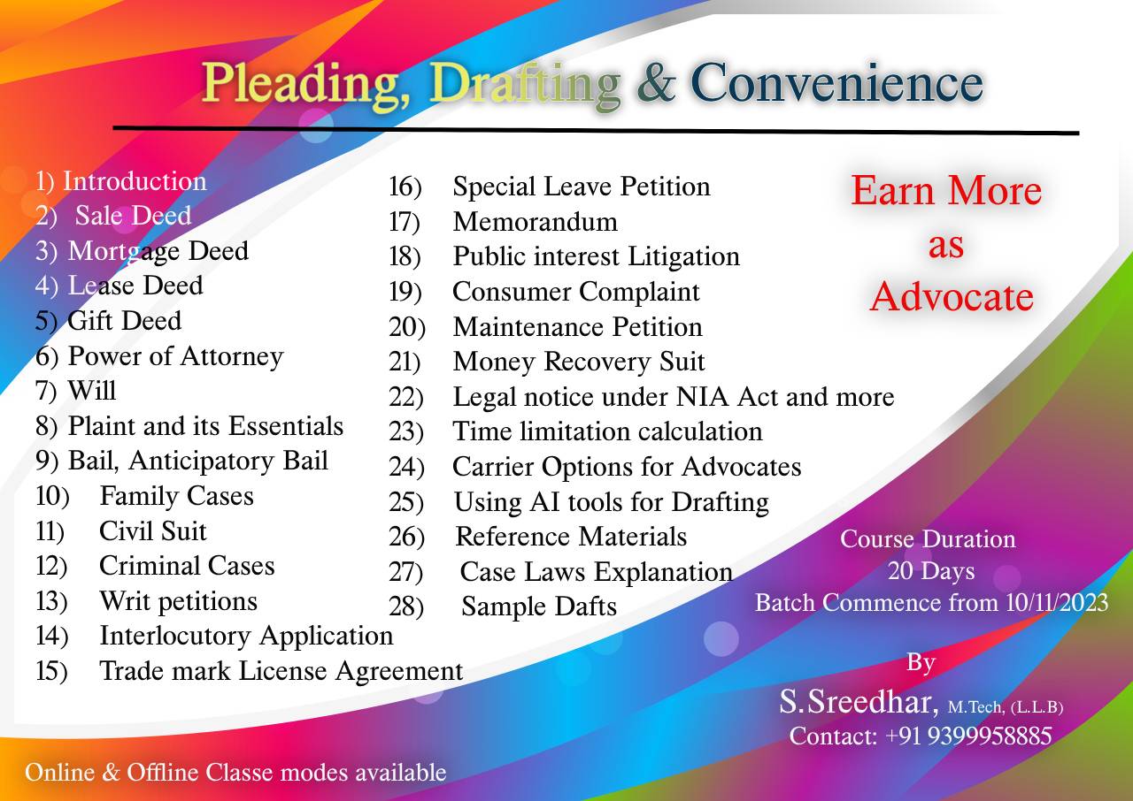 Pleading Drafting and conveniences